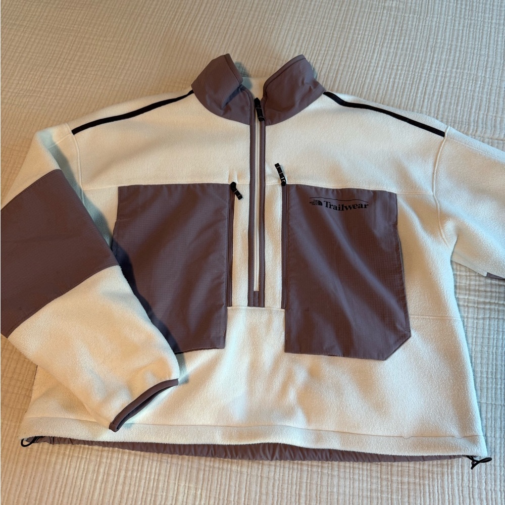 North Face Trailwear White and Purple Fleece Pullover Jacket